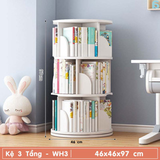 Kệ sách xoay tròn 3 tầng, kệ gỗ hiện đại xoay 360 độ. Thiết kế thông minh. Gỗ MDF cao cấp.