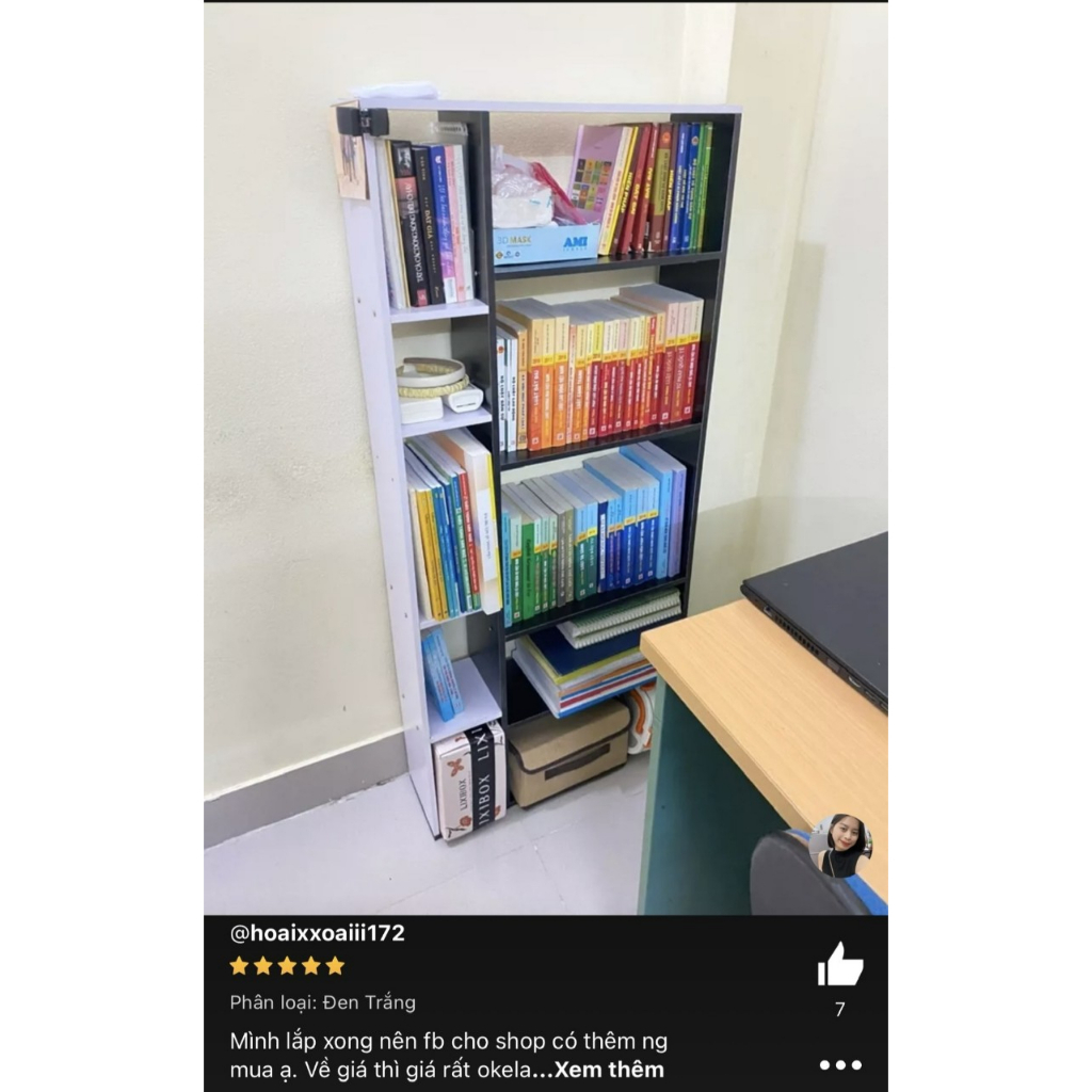 Kệ gỗ nội thất 6 tầng 2 màu kết hợp. C130 x R60 x S18cm. Gỗ MDF phủ melatium cao cấp. Đầy đủ phụ kiện lắp ráp