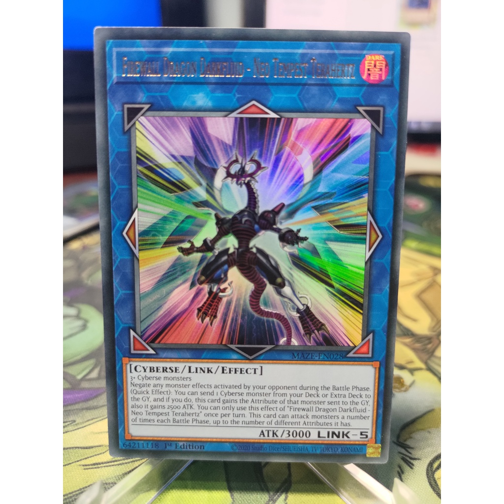 Thẻ bài Firewall Dragon Darkfluid - Neo Tempest Terahertz - MAZE-EN028 Ultra Rare 1st Edition