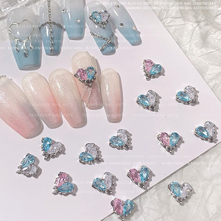 Charm tim đá mix màu bán lẻ 1 cái,charm tim trang trí móng tay chân