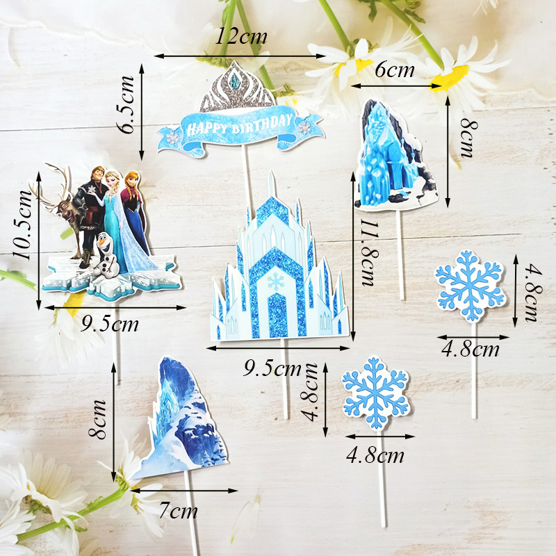 - Set cắm elsa lâu đài xanh dương - Phụ kiện trang trí bánh kem