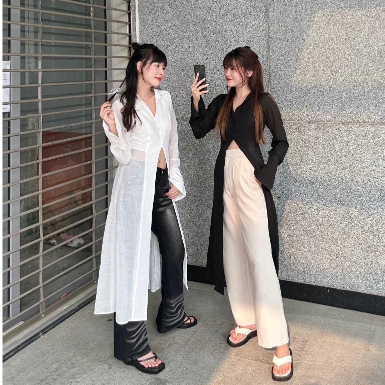 Áo sơ mi Miia tà dài có thể làm áo khoác | BigBuy360 - bigbuy360.vn