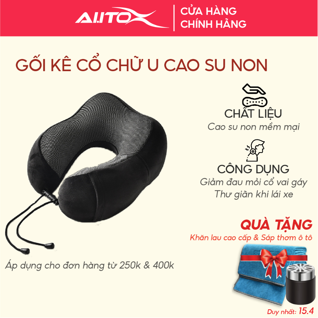 Gối kê cổ chữ U cao su non AutoX thiết kế công thái học dành cho người lớn chống đau mỏi và ngăn ngừa thoái hóa cổ