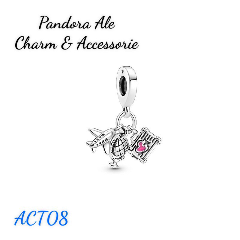 CHARM PAN ALE TREO TRAVEL VALI MÁY BAY TRÁI ĐẤT BẠC S925