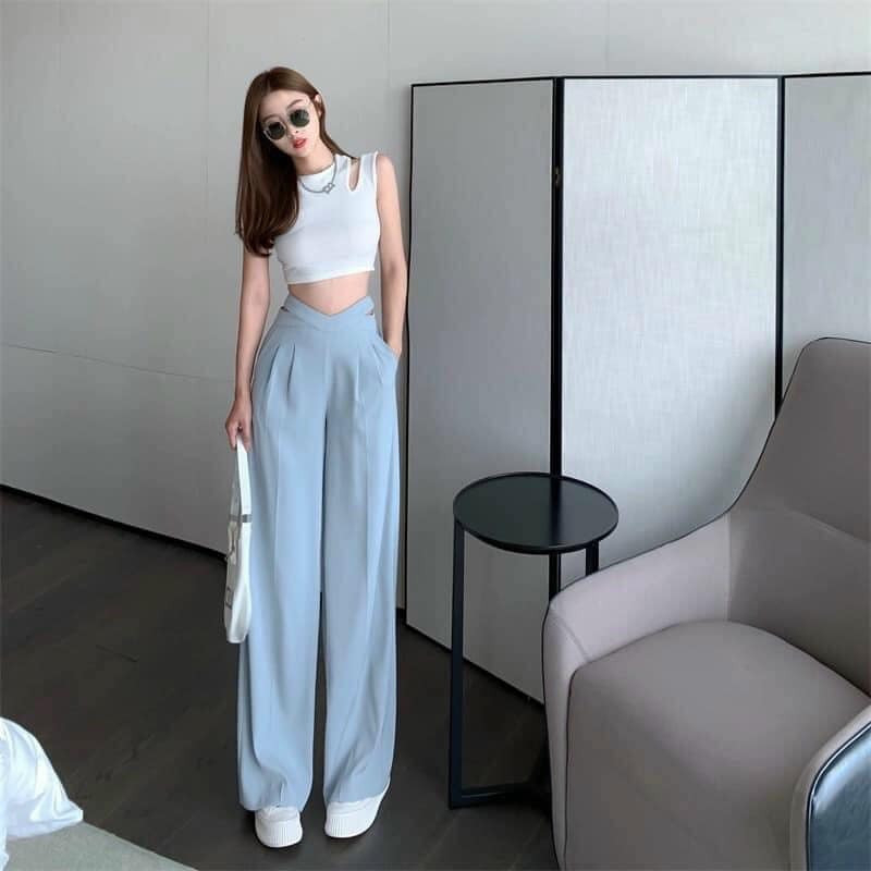 (MẪU MỚI NHẤT 2023 ) Quần suông ống rộng , chất Ruby Ý mềm mại, sóng quần, siêu tôn dáng và che khuyết điểm