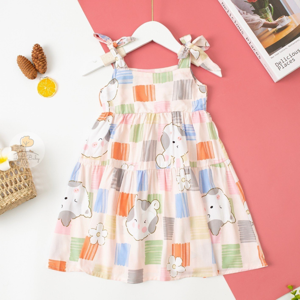 Váy lanh cực xinh cho bé gái . Full size 2T-12T . Thương hiệu Litibaby