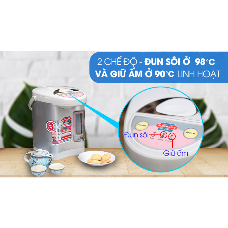 Bình thủy điện Sunhouse dung tích 3,5 lít SHD1535, bảo hành 12 tháng toàn quốc