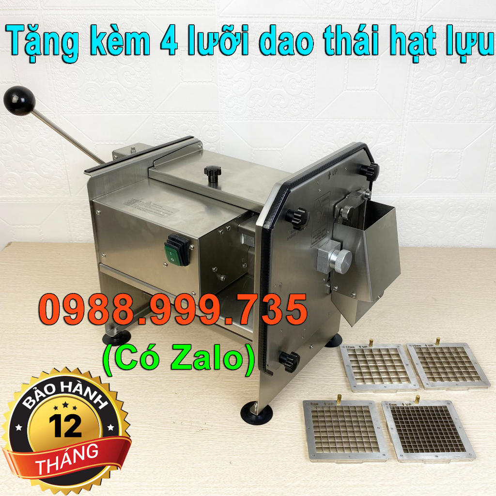 Máy thái hạt lựu dừa non làm chè, thái củ mã thầy, củ dền, cà rốt, hành tây thành hạt lựu
