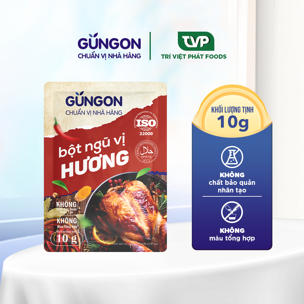 Bột ngũ vị hương GUNGON tẩm ướp thịt gà bò chế biến các món xào chiên nướng gói 10g