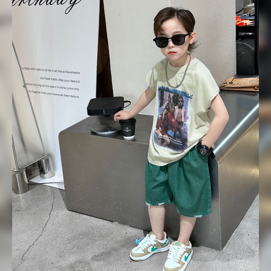 Áo ba lỗ bé trai retro A309 size 90-140, áo tanktop trẻ em quảng châu cao cấp