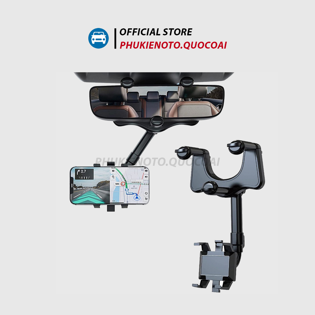 Giá đỡ điện thoại ô tô treo gương chiếu hậu trên xe hơi xoay 720 độ chống rung treo đa điểm chỉnh góc nhìn đa hướng