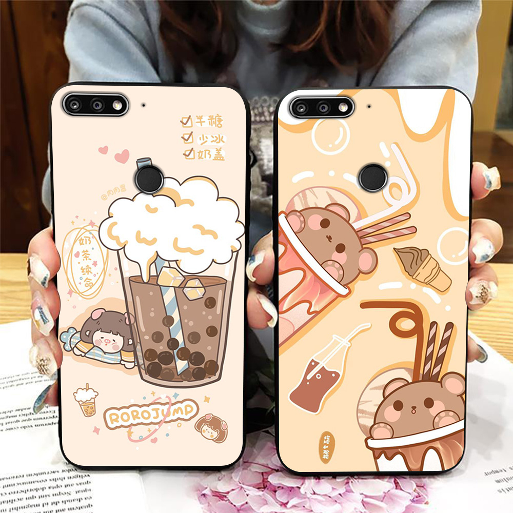 Ốp lưng huawei y7 prime 2018 / huawei y7 pro 2018 in hình trà sữa siêu siêu cute ,siêu xinh