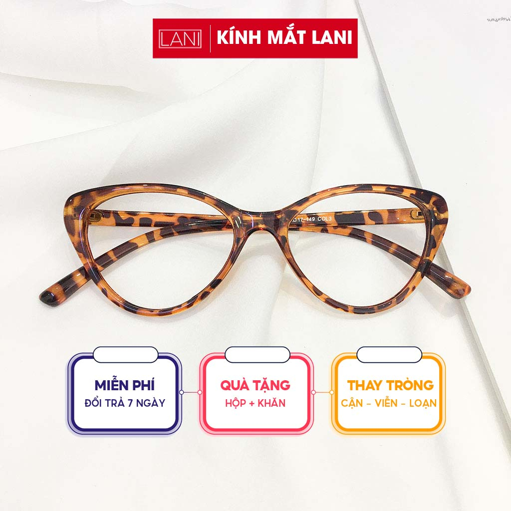 Gọng kính cận nữ mắt mèo nhựa dẻo cá tính thời trang Lani 2383 - Mắt kính có độ theo yêu cầu