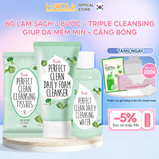 Bộ sản phẩm làm sạch 3 bước - Prreti Triple Cleansing khăn tẩy trang nước tẩy trang sữa rửa mặt làm sạch da tự nhiên