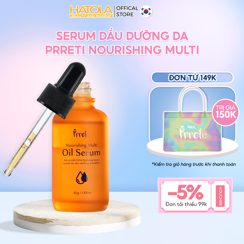 Serum dầu dưỡng da Prreti Hàn Quốc tinh chất sáng da ngăn ngừa nếp nhăn chăm sóc da dịu nhẹ tự nhiên 45g Hatola