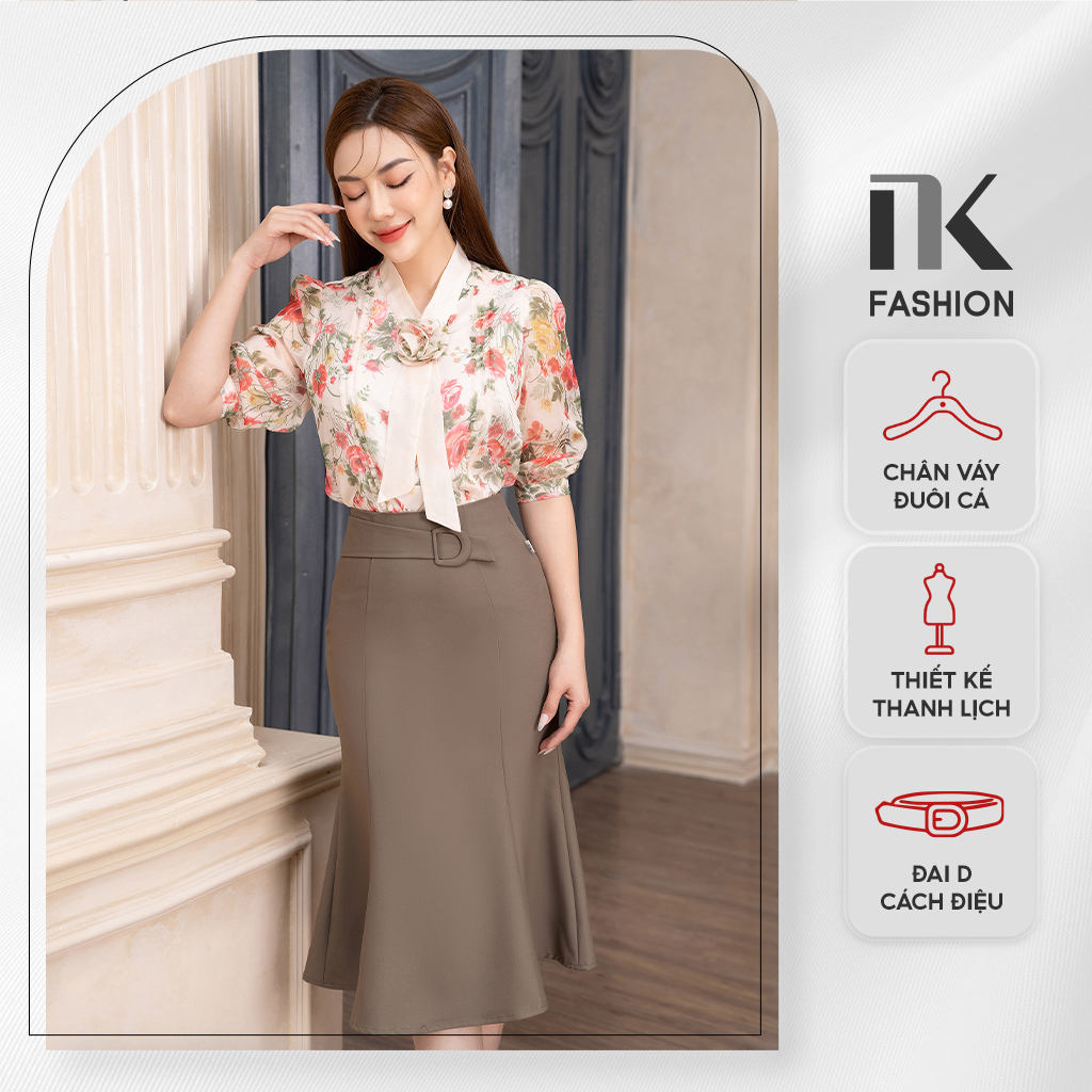 Chân Váy Đuôi Cá NK FASHION Thiết Kế Cạp Vạt Thanh Lịch Nữ Tính Chất Vải Nhập Hàn Cao Cấp NKCV2302005
