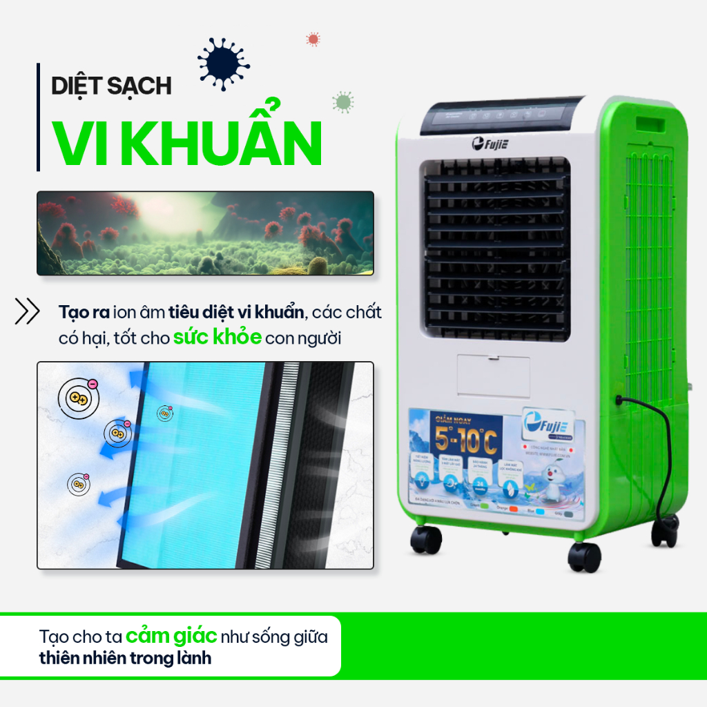 Quạt hơi nước FujiE AC-601 nhập khẩu chính hãng, quạt điều hòa làm mát nhanh bằng hơi nước diện tích làm mát lớn