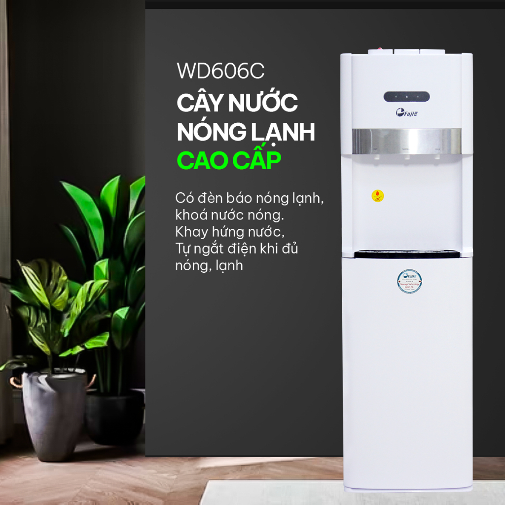 Cây nước nóng lạnh FujiE WD6500C làm lạnh sâu bằng máy nén (Block), bầu đun nước nóng inox an toàn sức khỏe