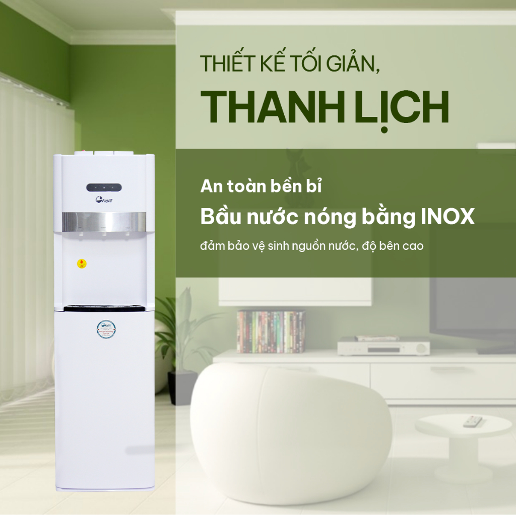 Cây nước nóng lạnh FujiE WD6500C làm lạnh sâu bằng máy nén (Block), bầu đun nước nóng inox an toàn sức khỏe