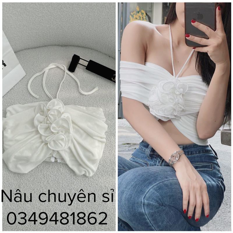 ÁO ỐNG CỔ YẾM KHOA KÉO NHÚN TAG HOA