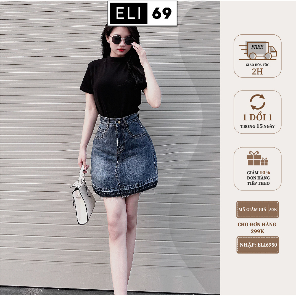 Chân váy chữ A Eli69 lưng cạp cao form dáng ôm co giãn thời trang cá tính, kiểu trơn basic dễ phối đồ - 10007