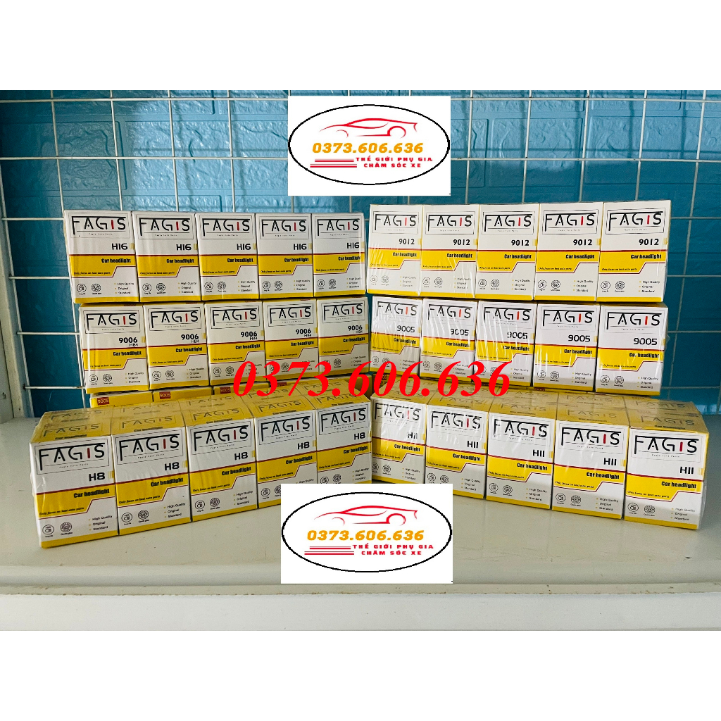Bóng Đèn Pha HALOGEN TiêuChuẩn H3,H4,H7,H8,H11,H16,880,881,9005,9006,9012 12v FAGIS Dùng Cho Xe Hơi,Oto,