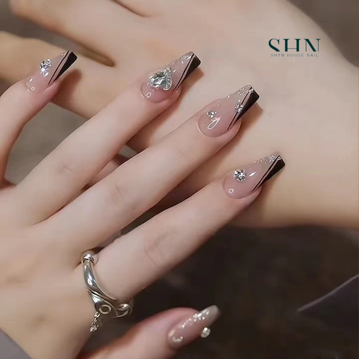 Set 24 móng tay giả đính đá from dài DZ074, Nail box, nail xinh