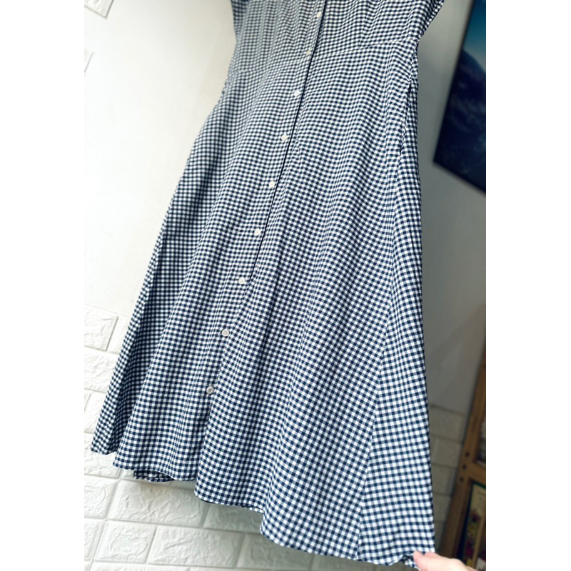 Đầm xoè caro xanh