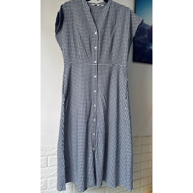 Đầm xoè caro xanh