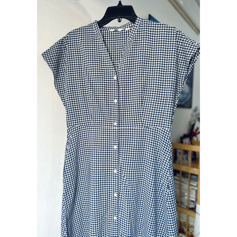 Đầm xoè caro xanh