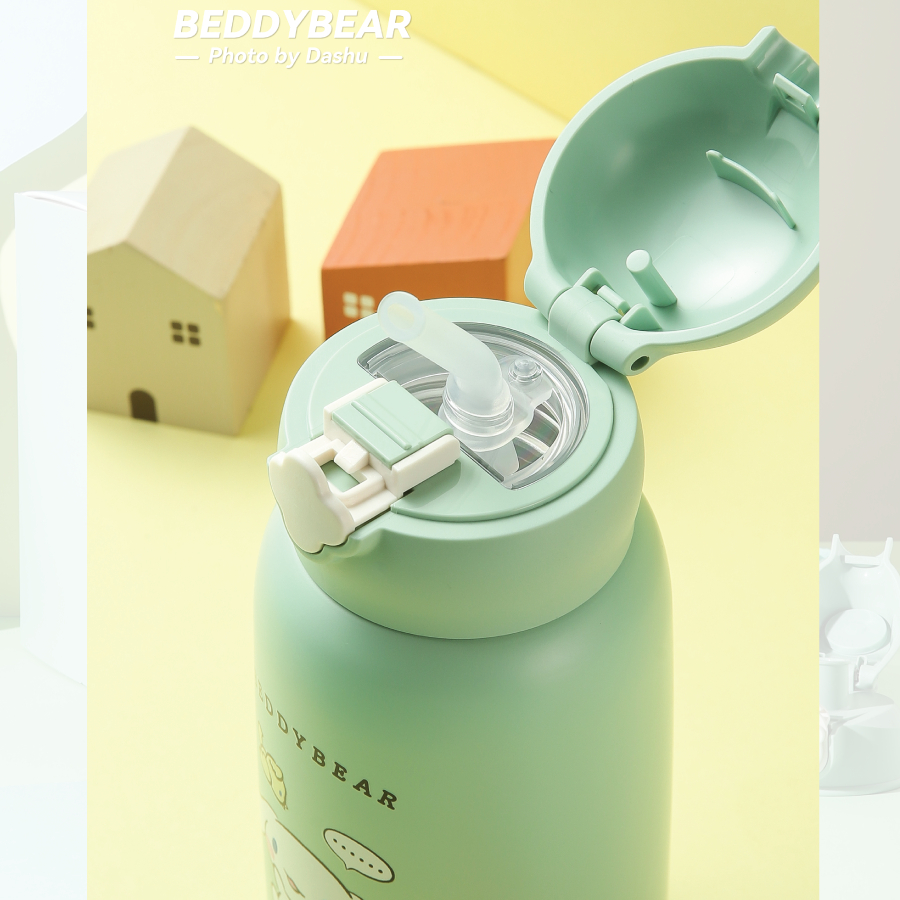 Bình giữ nhiệt Cho Bé Beddy bear - Dung tích  630ml - 3 Nắp thay thế - Phiên bản Chó Cinnamoroll - Thép Không gỉ 316