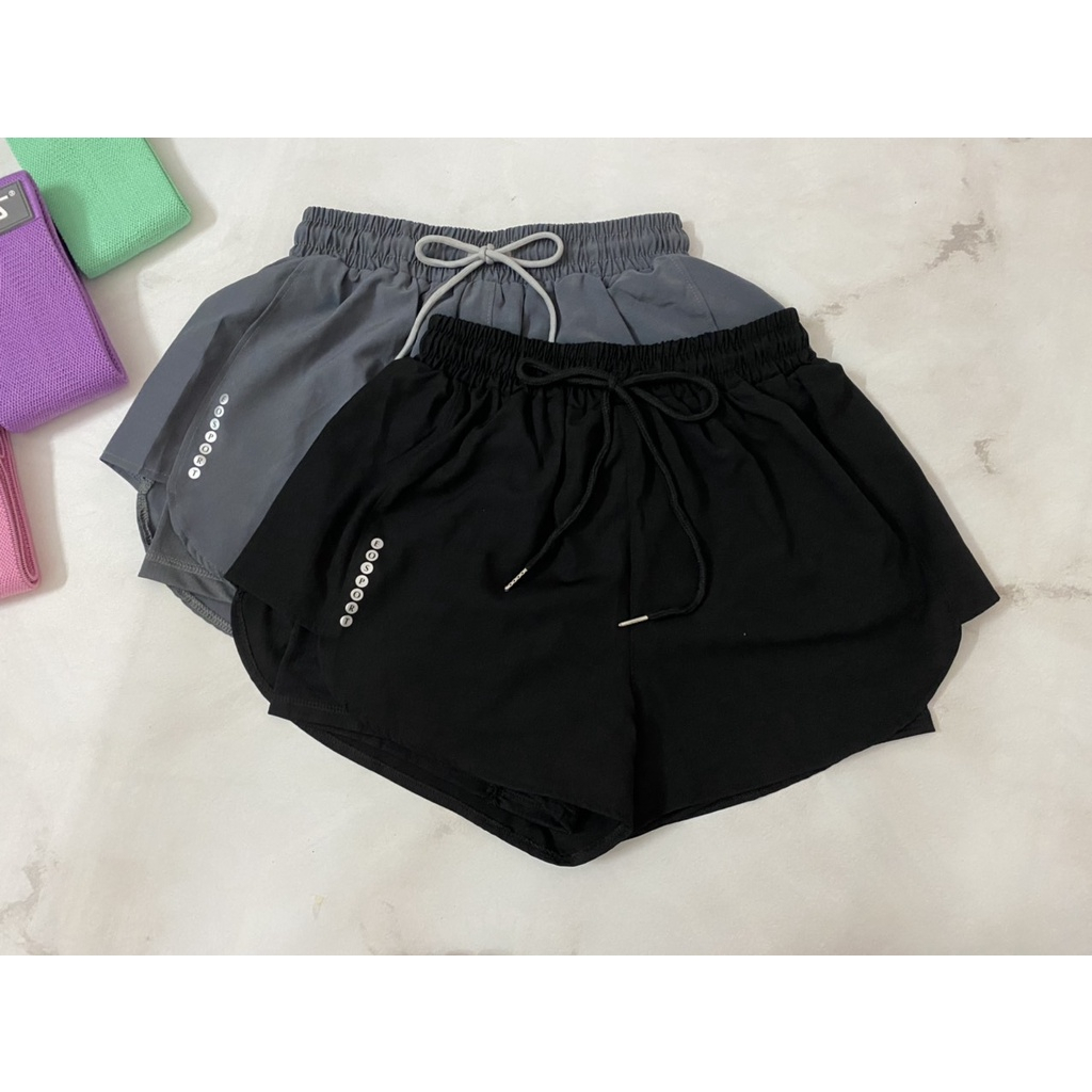 Quần đùi boxer tập gym, chạy bộ, aerobic- quần đùi thể thao 2 lớp- đồ tập gym yoga erobic chạy bộ nữ (Quần đùi 2 lớp)