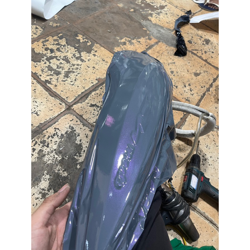 Decal màu xi măng ánh tím 3 lớp cao cấp, Decal dán xe máy ô tô