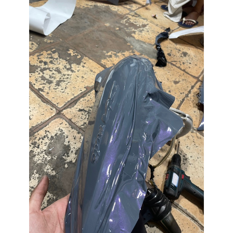 Decal màu xi măng ánh tím 3 lớp cao cấp, Decal dán xe máy ô tô