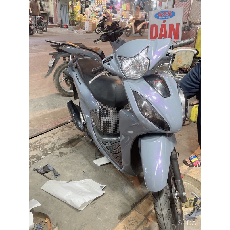 Decal màu xi măng ánh tím 3 lớp cao cấp, Decal dán xe máy ô tô