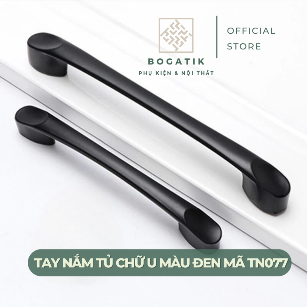Tay nắm cửa tủ ngăn kéo, tay nắm tủ bếp chữ U hợp kim nhôm màu đen hiện đại mã TN077