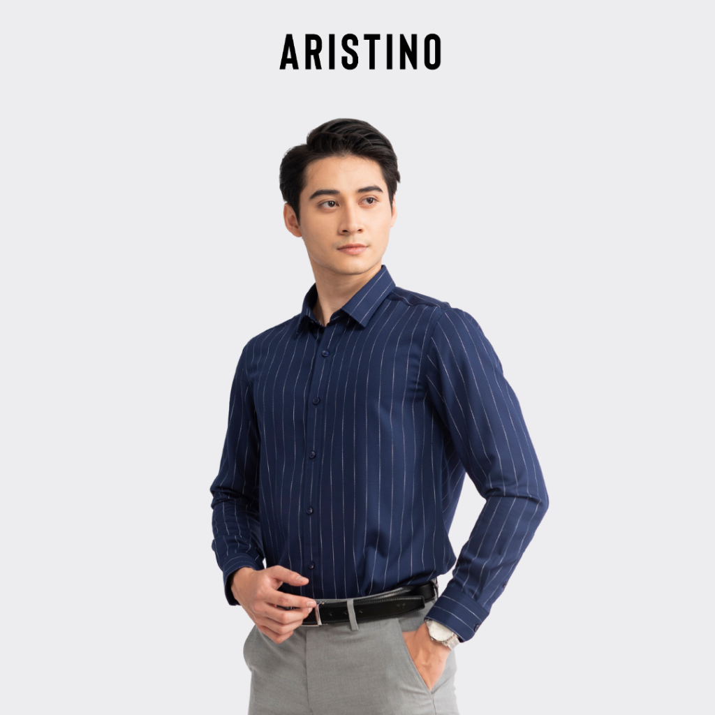 Áo sơ mi dài tay Aristino phom Slim Fit ôm, chất liệu Bamboo từ sợi tre thiên nhiên, thoáng mát, thấm hút tốt - ALS21802