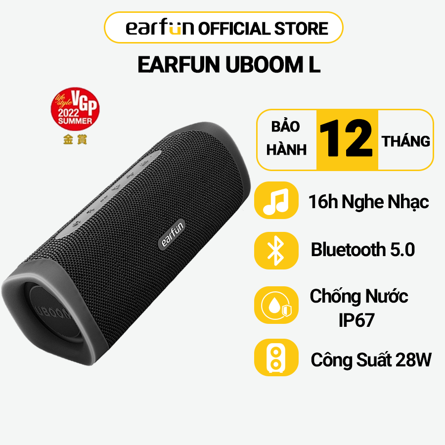 Loa bluetooth đi động EarFun UBOOM L Bluetooth 5.0, Chống nước IP67, Pin 16 giờ, Kết hợp 2 loa Stereo