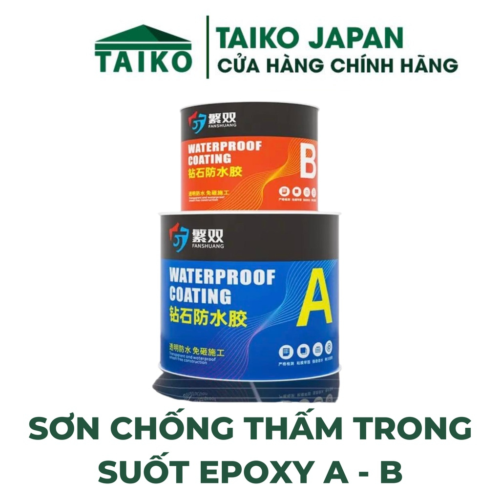 Sơn Chống Thấm TAIKOMI Epoxy 300/600G- Keo chống thấm A - B trong suốt, sử lý chống thấm mặt sàn nhà vệ sinh,gạch men