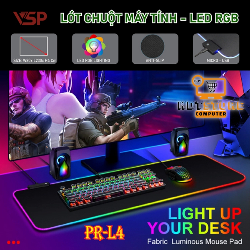 Lót Chuột - Mouse Pad PR-L4 Led 30x80x0.4 - LED Nhiều Chế Độ Cực Đẹp