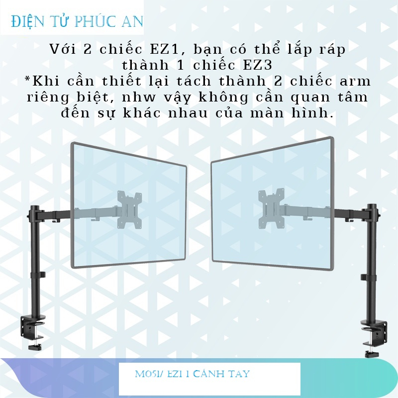 Giá treo 2 màn hình máy tính M052S 17 - 27 inch, giá đỡ 2 màn hình Lcd/ Xoay 360 độ rẻ hơn F160 H180 F195A