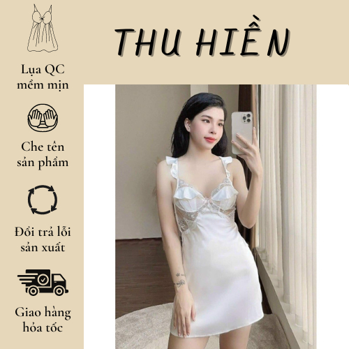 Váy ngủ lụa tay bèo có mút mỏng sexy- hàng quảng châu cao cấp , túi zip xịn xò