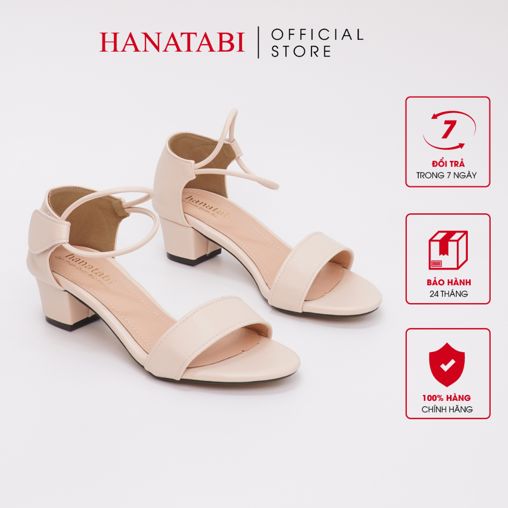 Sandal Nữ Hanatabi Gót Vuông Cao 3cm Quai Ngang Hậu Xé Mã SDX3F592