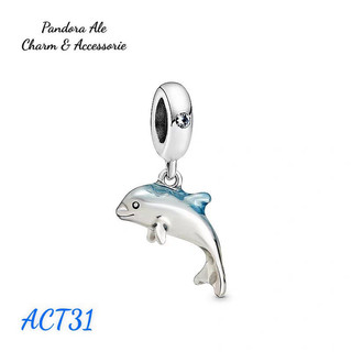 Pan ale charm treo cá heo xanh trang trí vòng tay bạc s925
