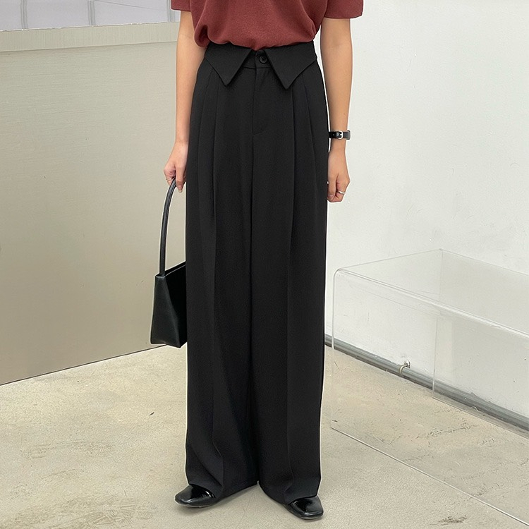 Quần Culottes suông Heppy dáng dài cạp bẻ _Q1002