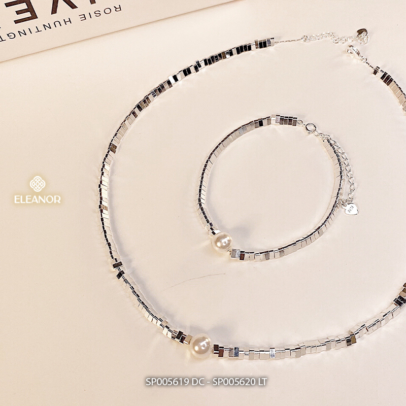 Dây chuyền lắc tay nữ Eleanor Accessories bộ trang sức đính ngọc trai nhân tạo phụ kiện trang sức 5619