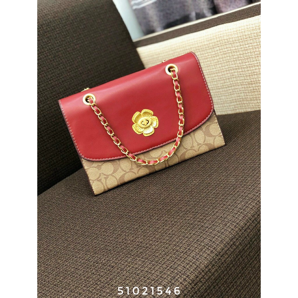 Túi xách nữ đeo chéo, đeo vai coach khoá hoa trà thời trang hàn quốc