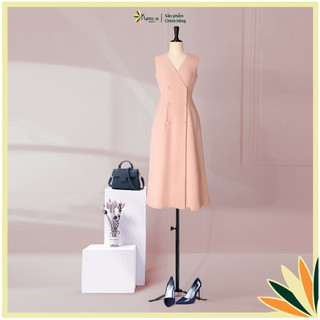 Đầm Katosa Cổ Tim Sát Nách Dáng Xòe Phối Nút, Thiết Kế Tinh Tế Sang Trọng Trong Dịp Tiệc Tùng Lễ Hội Sự Kiện Quan Trọng