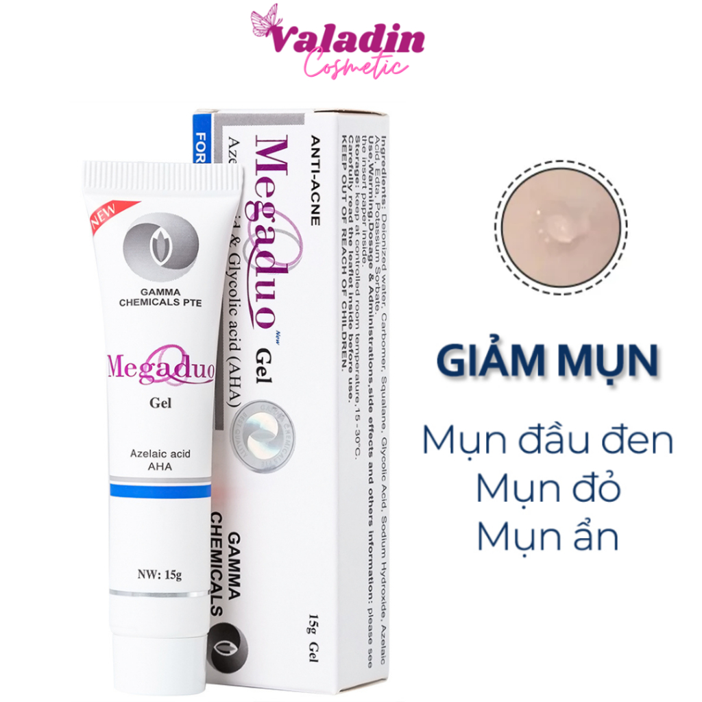 Gel tr﻿ị Mụn Megaduo Gel Azelaic Acid & Glycolic Acid GAMMA CHEMICALS kem tr﻿ị mụn 15g