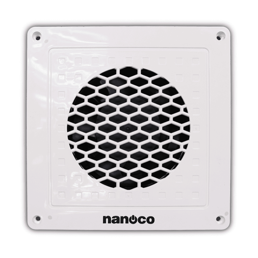 Quạt hút mùi MINI Siêu Mỏng Nanoco, âm trần và âm tường, lỗ khoét 14x14, 8W, Mã: NMV1421, bảo hành 2 năm
